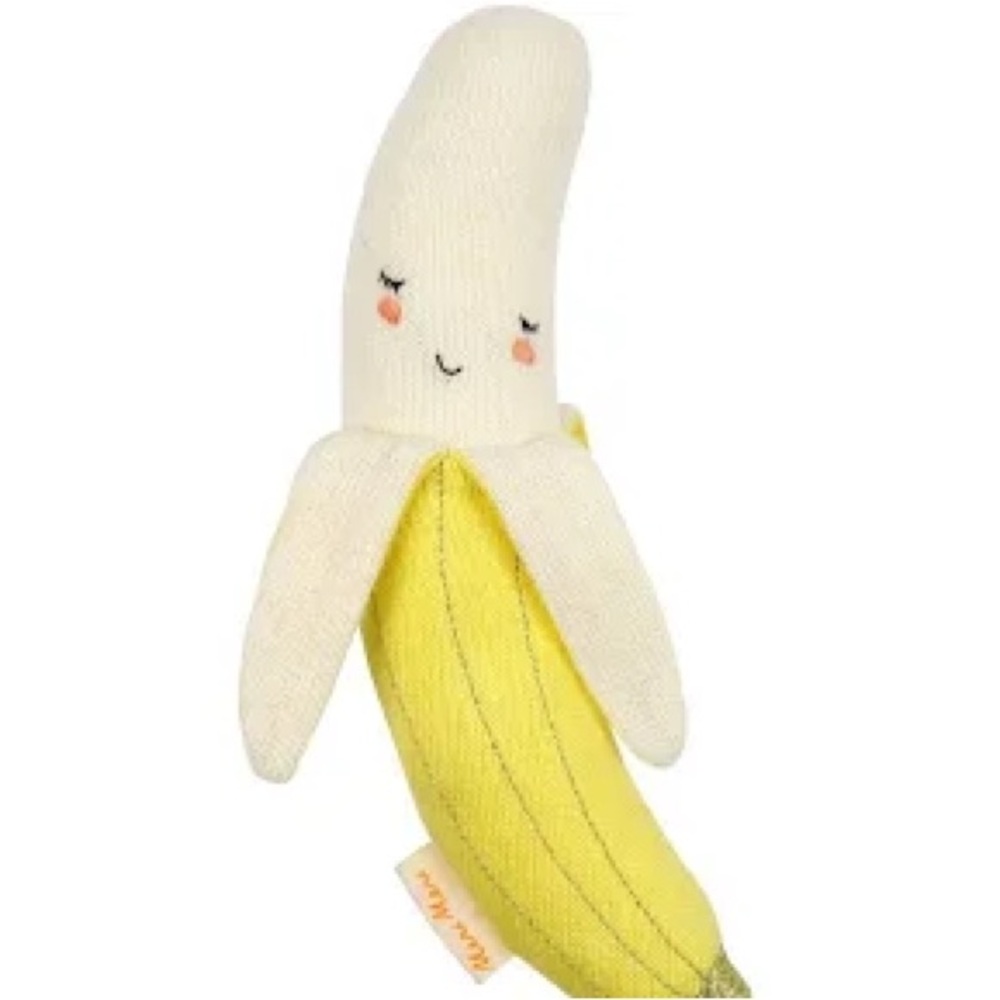 Meri Meri Cream and Yellow Stuffed Banana Baby Toy Organic Cotton